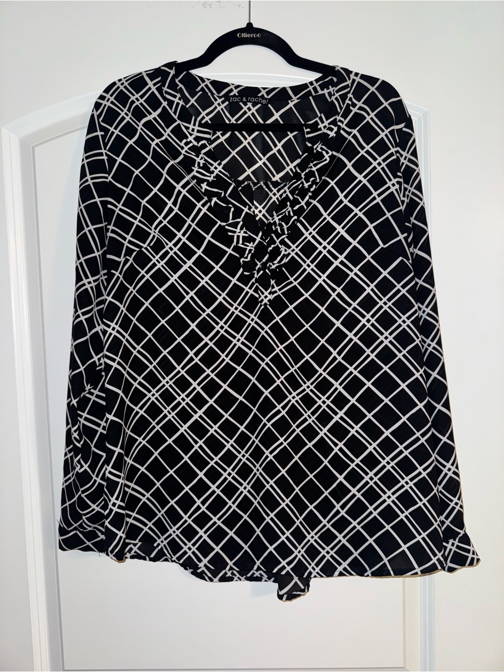 Zac & Rachel Black and White Grid A-Line Skirt